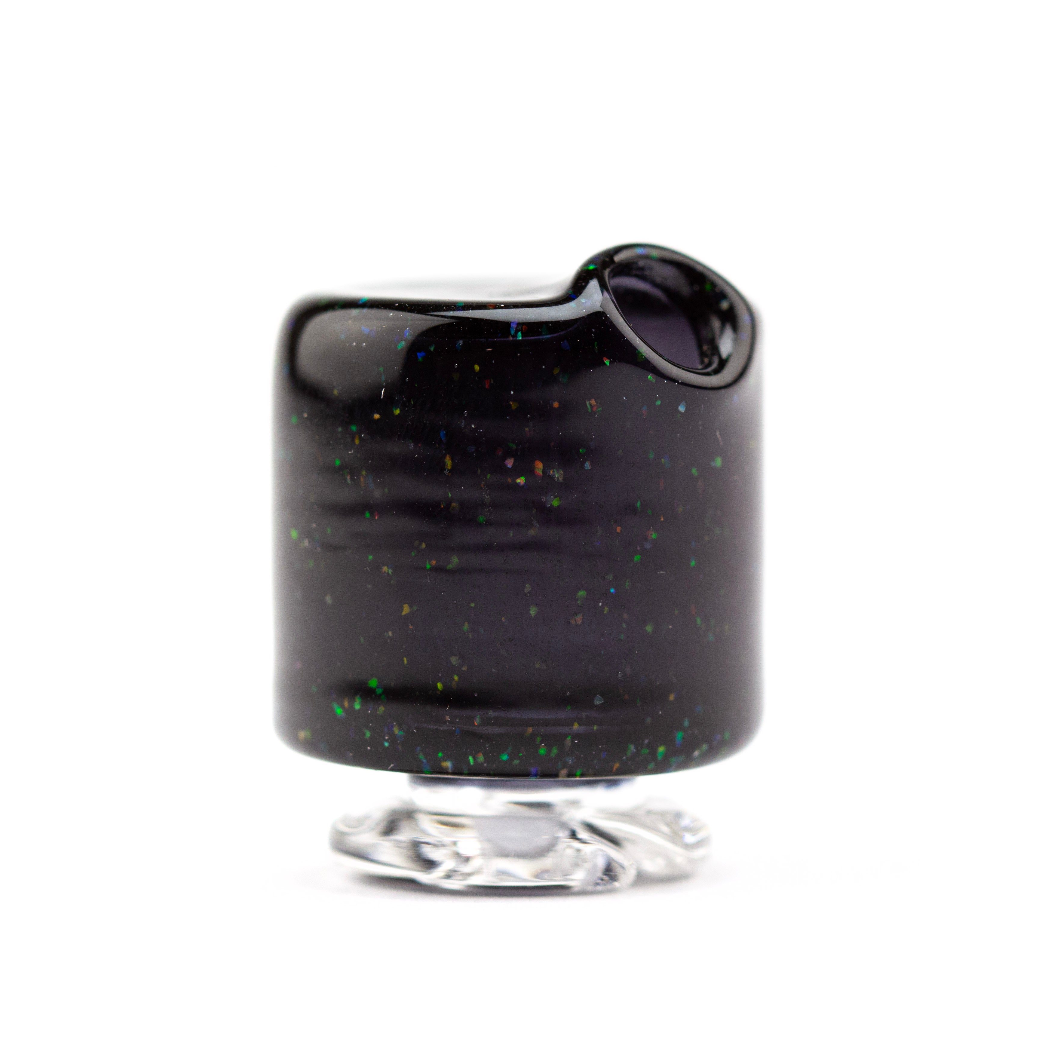 Sandalz Glass Black Crushed Opal Pivot Spinner Tip #SAN23 - Planet Caravan