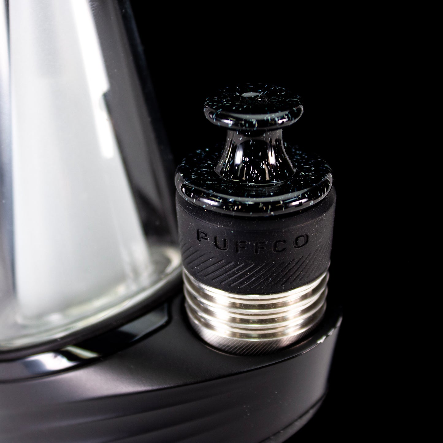Sandalz Glass Black with Silver Dichro 3DXL Spinner Cap #SAN103 - Planet Caravan