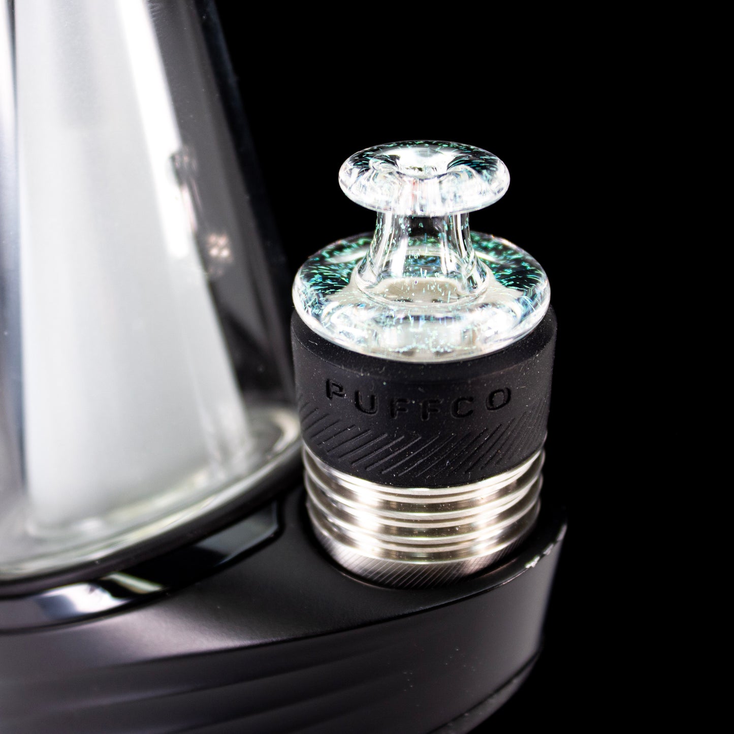 Sandalz Glass Clear with Green Dichro 3DXL Spinner Cap #SAN104 - Planet Caravan