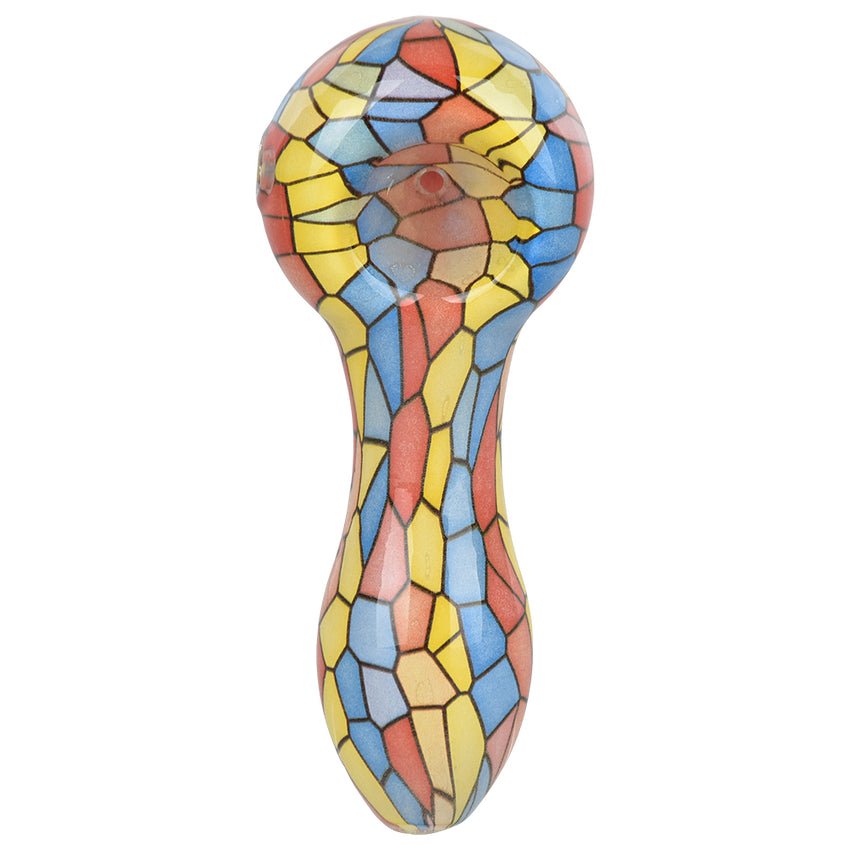 Pulsar Mosaic Colorful Print Glass Spoon Pipe 3.75" PP5172 Hand Pipes | Planet Caravan
