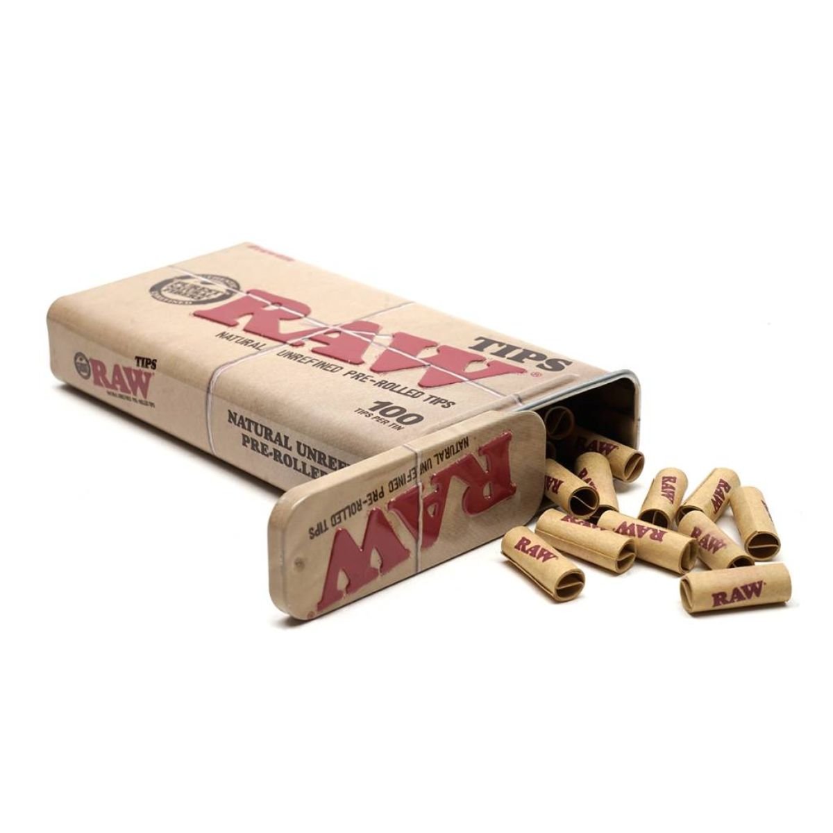 RAW RAW Tips - Pre-Rolled 100ct Tin Papers & Blunt Wraps | Planet Caravan