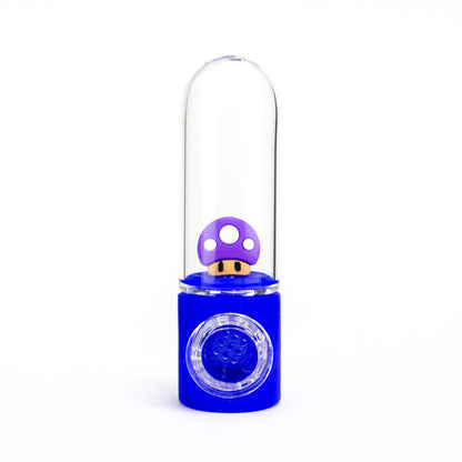 Phoenix Purple & Blue Silicone Mushroom Pipe #TX125 - Planet Caravan