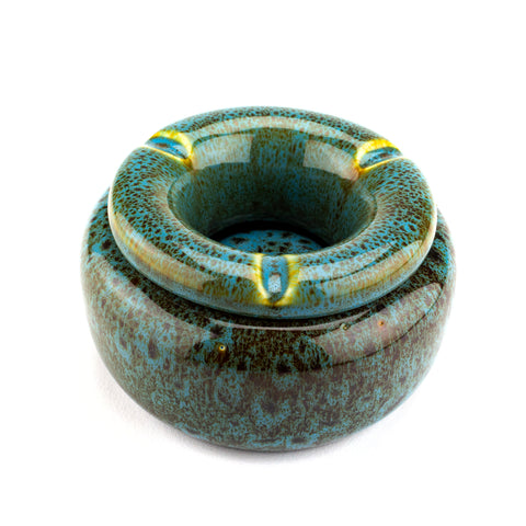 Covered Moroccan Blue Ceramic Ashtray