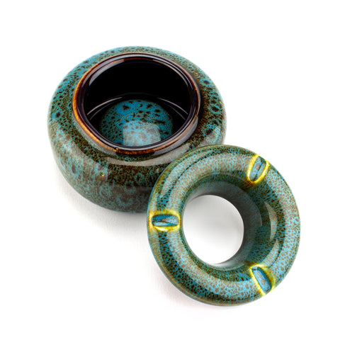 Covered Moroccan Blue Ceramic Ashtray