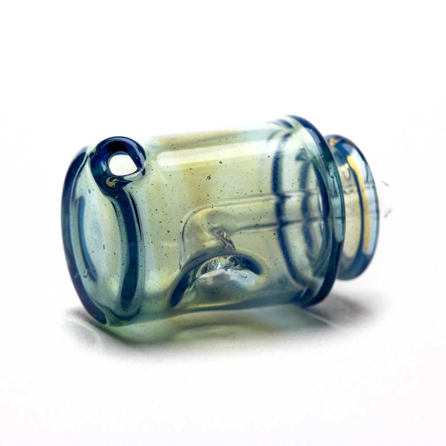 Foster Glass Blue Stardust over Ghost Pivot Lid #FOS02 - Planet Caravan