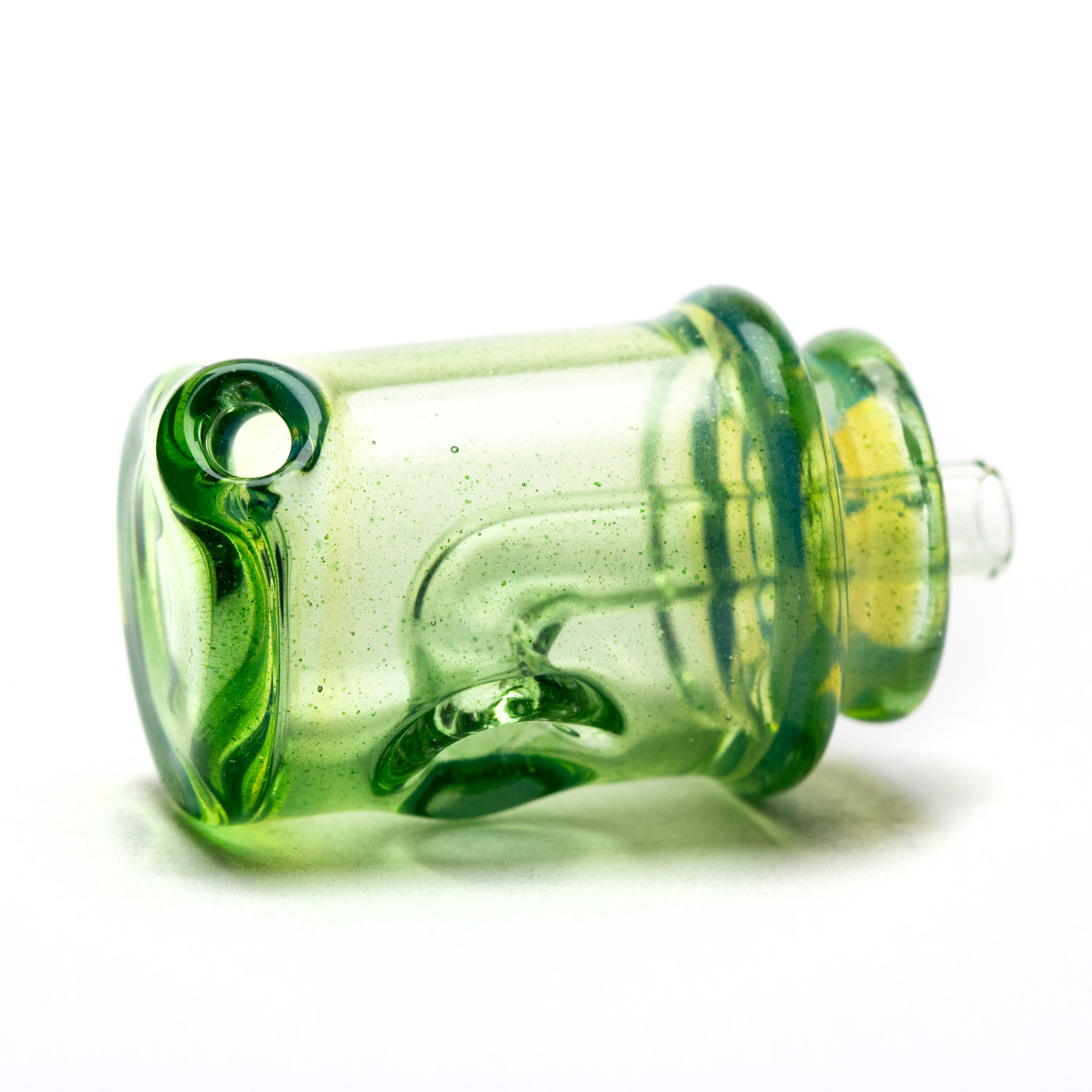 Foster Glass Green Stardust over Ghost Pivot Lid #FOS06 - Planet Caravan
