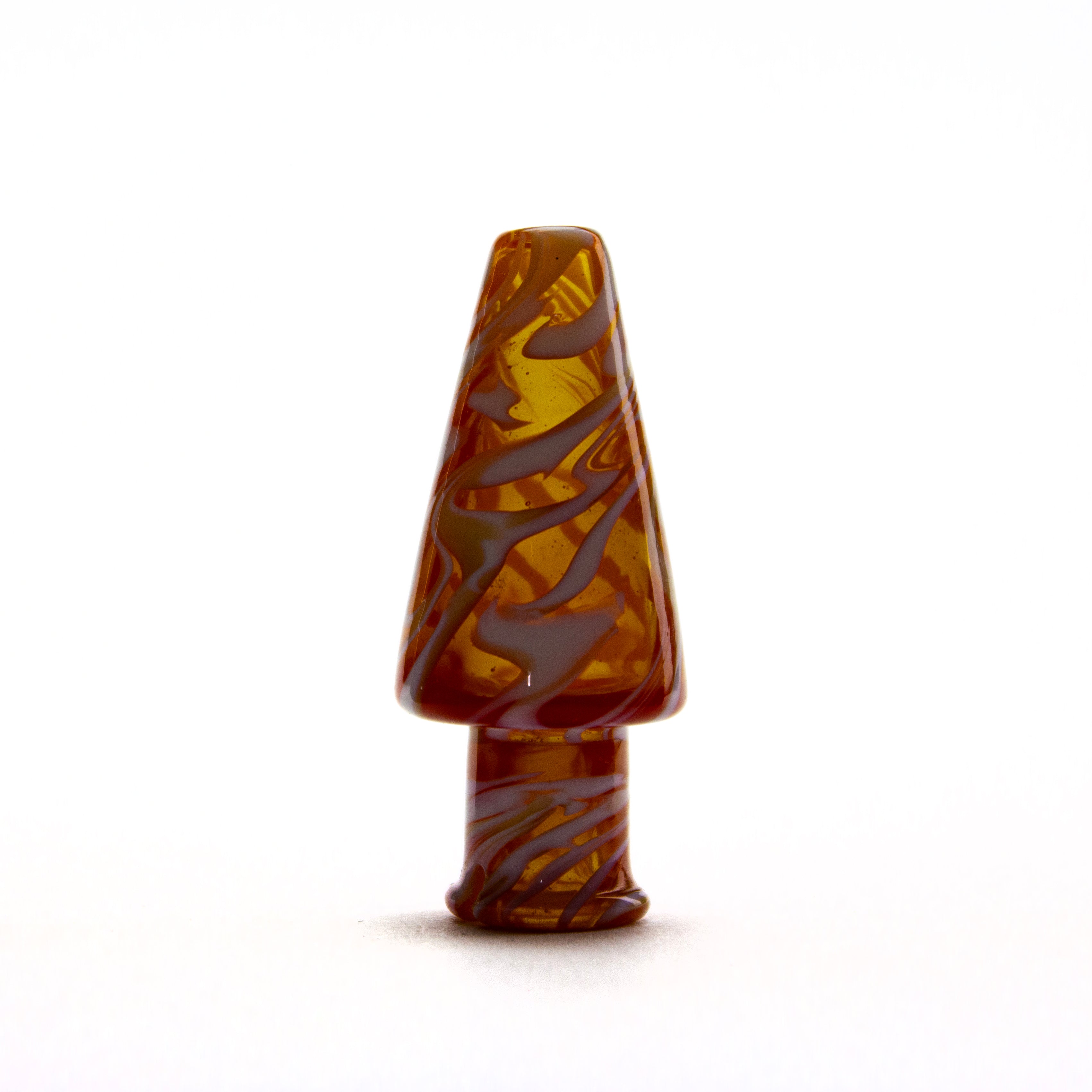 Just Dew It Glass Orange Swirl Pivot Mouthpiece #JDI03 - Planet Caravan