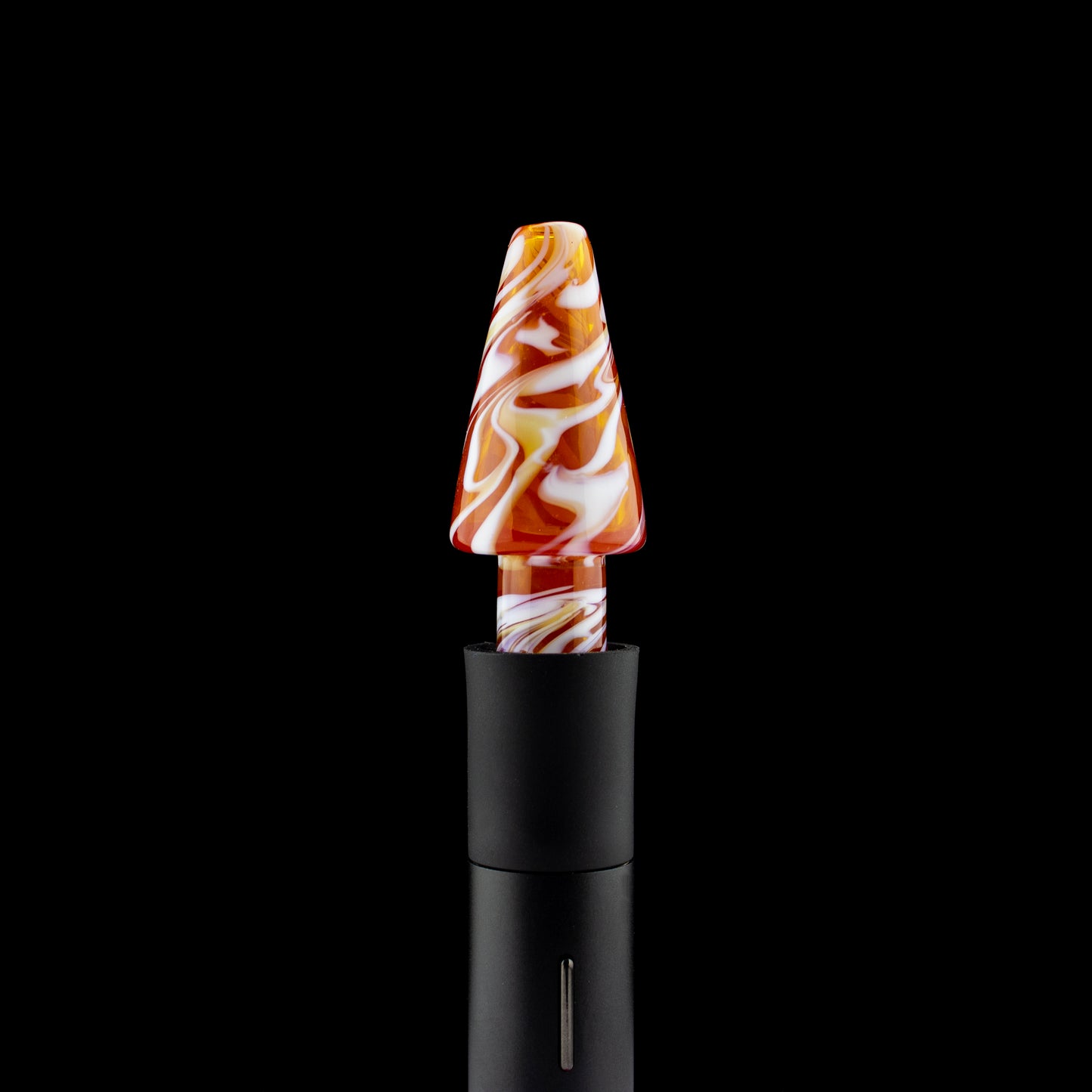 Just Dew It Glass Orange Swirl Pivot Mouthpiece #JDI03 - Planet Caravan