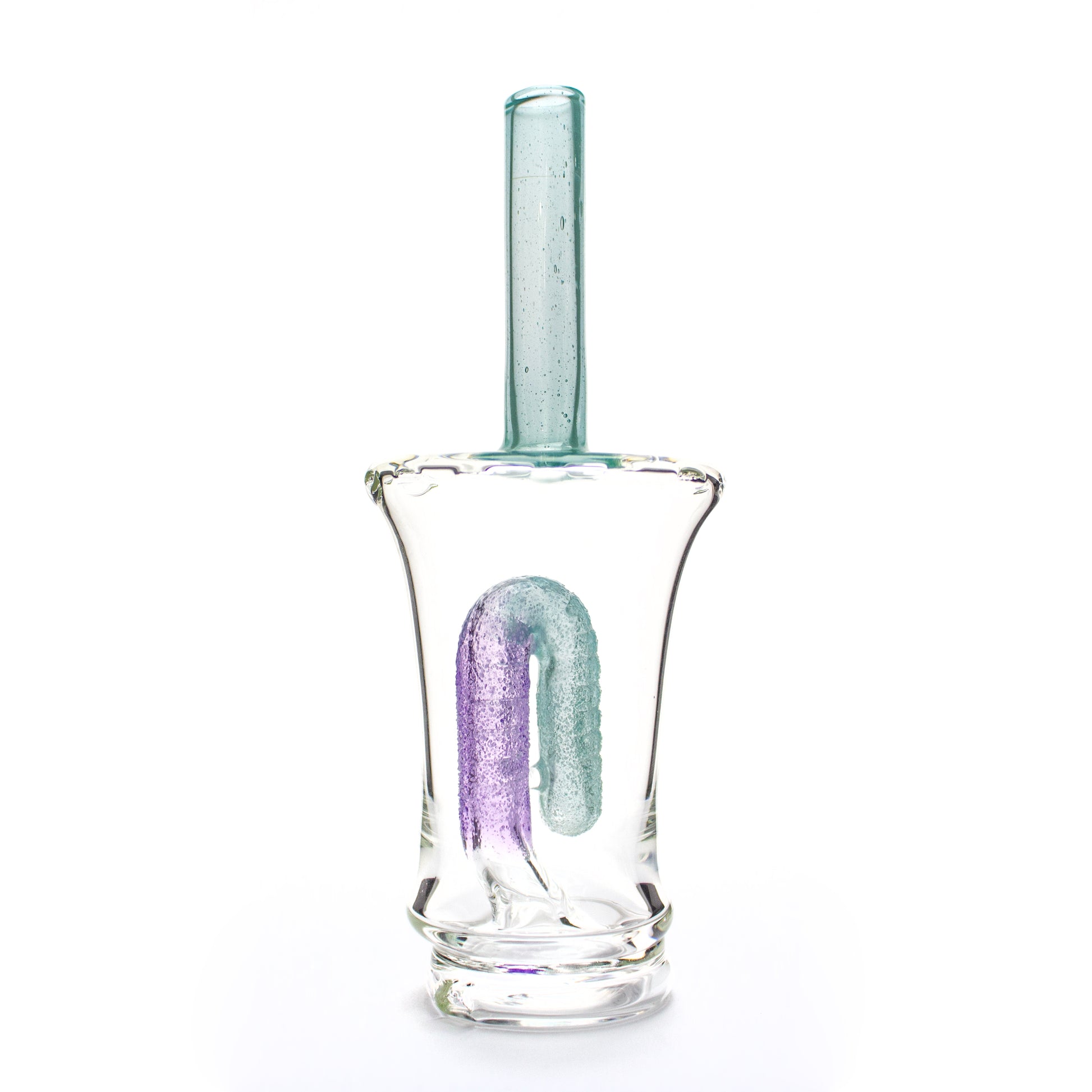 Emperial 1 Glass Aqua & Purple Candy Cup Peak Top #EMP457 - Planet Caravan
