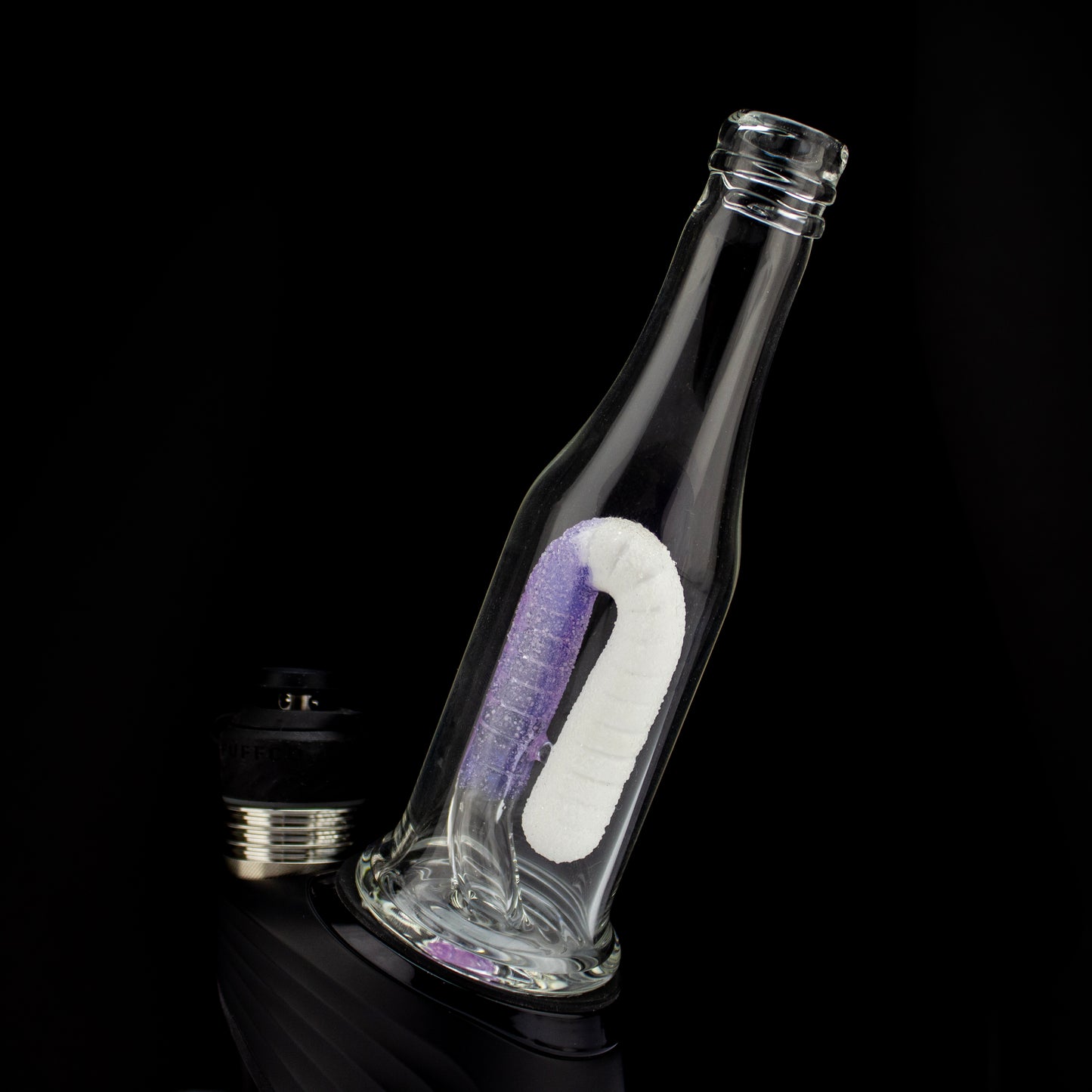 Emperial 1 Glass White & Purple Candy Bottle Peak Top #EMP458 - Planet Caravan