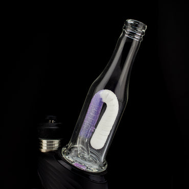 Emperial 1 Glass White & Purple Candy Bottle Peak Top #EMP458 - Planet Caravan