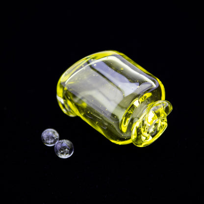 Kizmit Glass Citron Yellow Pivot Spinner Tip & Pearls #KZM39 - Planet Caravan