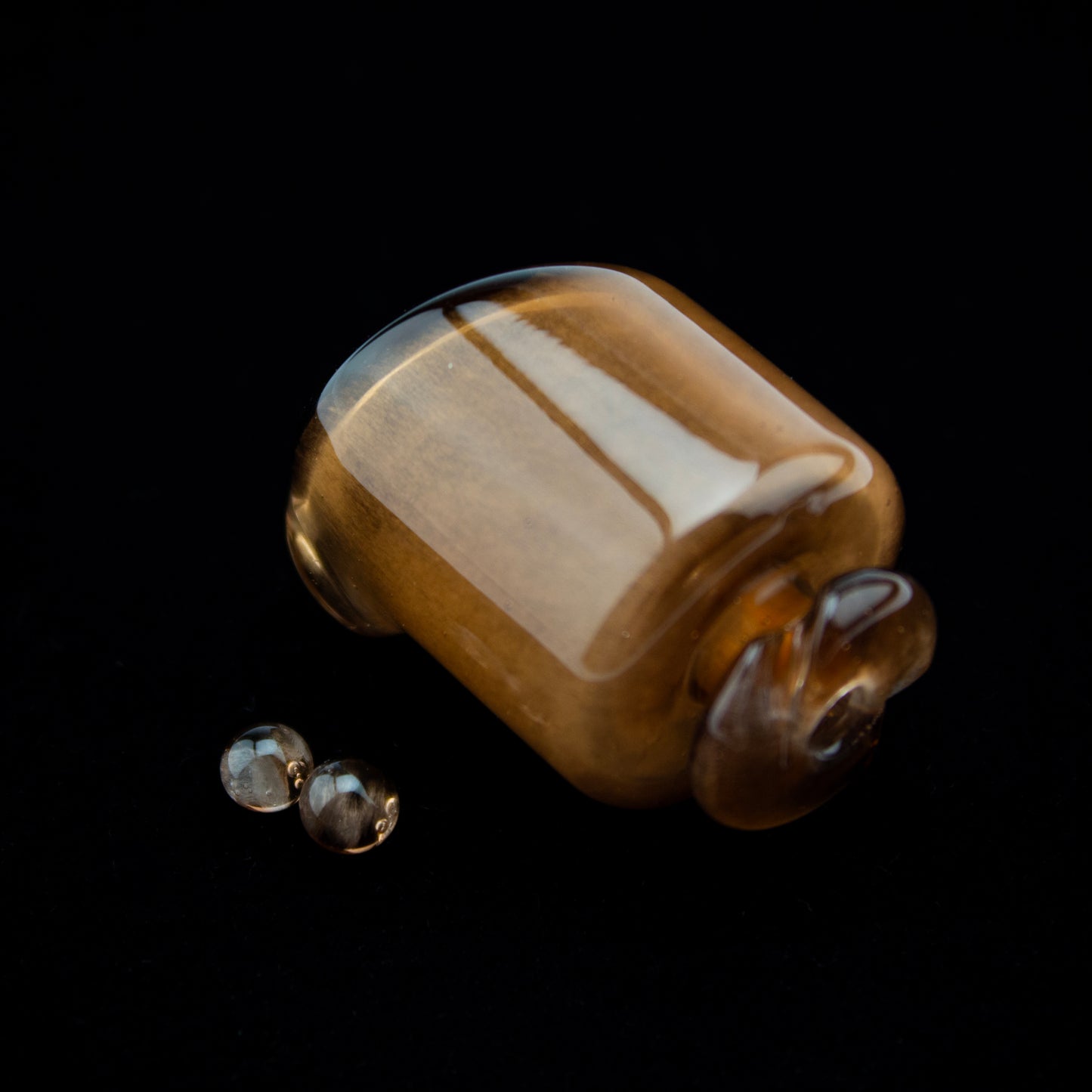 Kizmit Glass Cowbell over White Satin Pivot Spinner Tip & Pearls #KZM40 - Planet Caravan