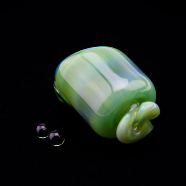 Kizmit Glass Dense Green Energy Pivot Spinner Tip & Pearls #KZM41 - Planet Caravan