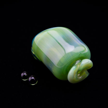 Kizmit Glass Dense Green Energy Pivot Spinner Tip & Pearls #KZM41 - Planet Caravan