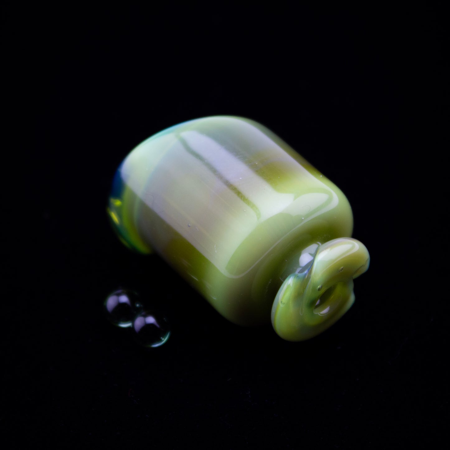 Kizmit Glass Green Energy Pivot Spinner Tip & Pearls #KZM46 - Planet Caravan