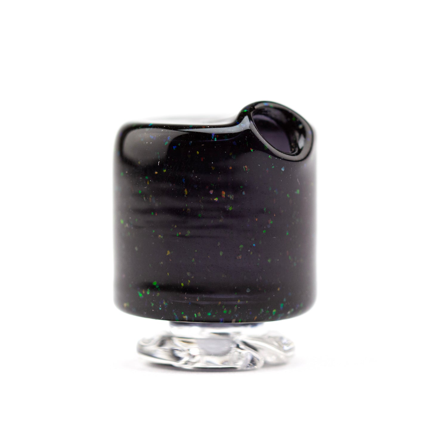 Sandalz Glass Black Crushed Opal Pivot Spinner Tip #SAN23 - Planet Caravan