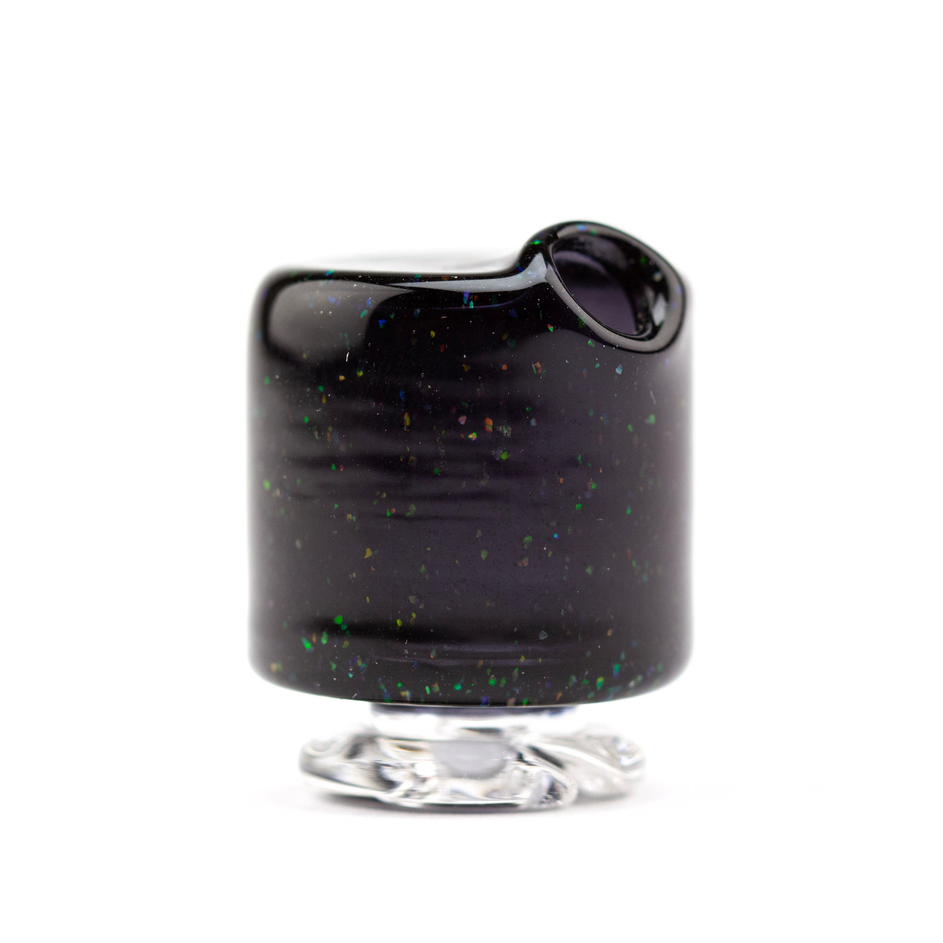 Sandalz Glass Black Crushed Opal Pivot Spinner Tip #SAN23 - Planet Caravan