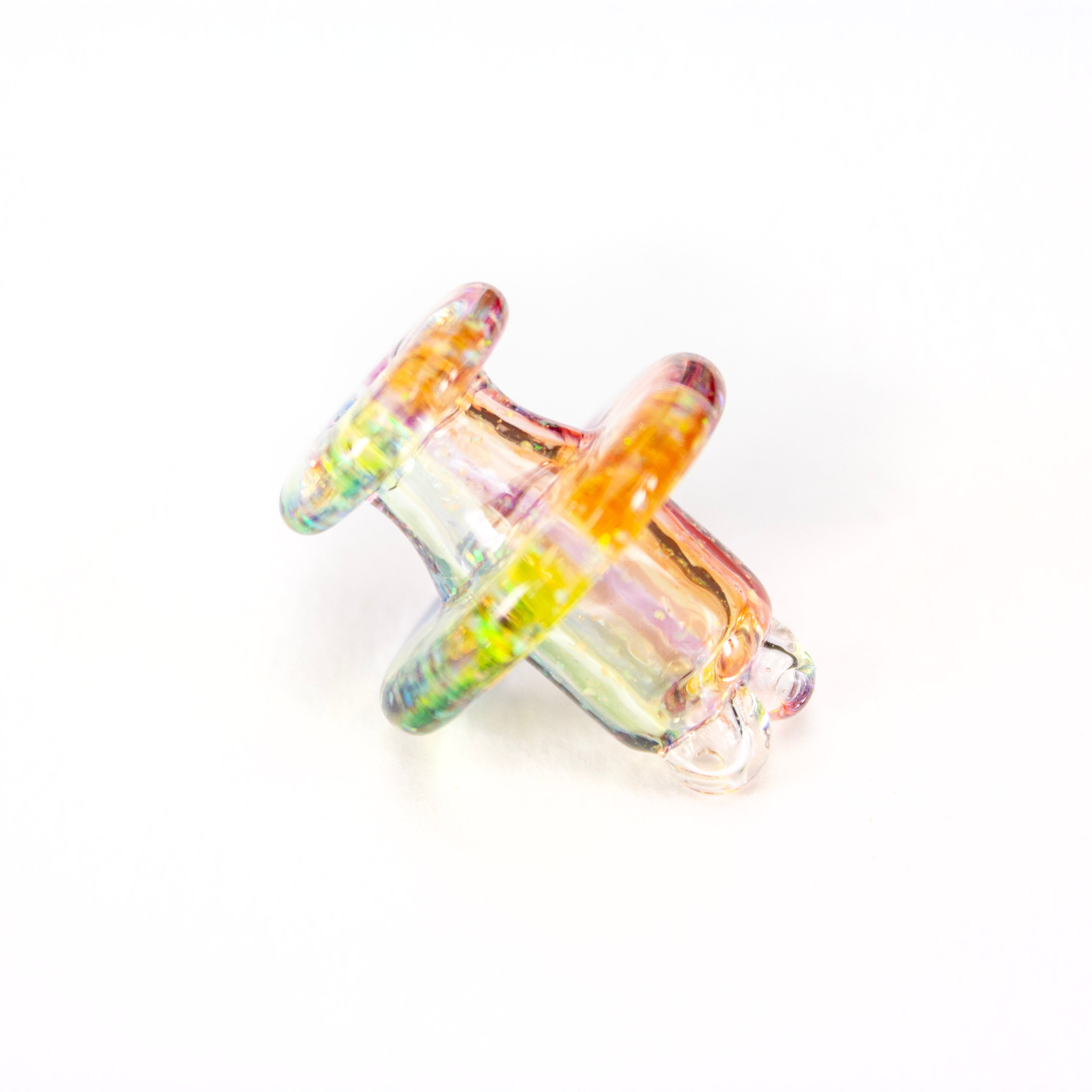 Sandalz Glass Rainbow Stripe Crushed Opal 3DXL Spinner Cap #SAN109 - Planet Caravan