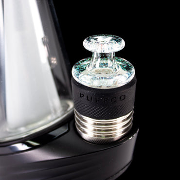 Sandalz Glass Clear with Green Dichro 3DXL Spinner Cap #SAN104 - Planet Caravan