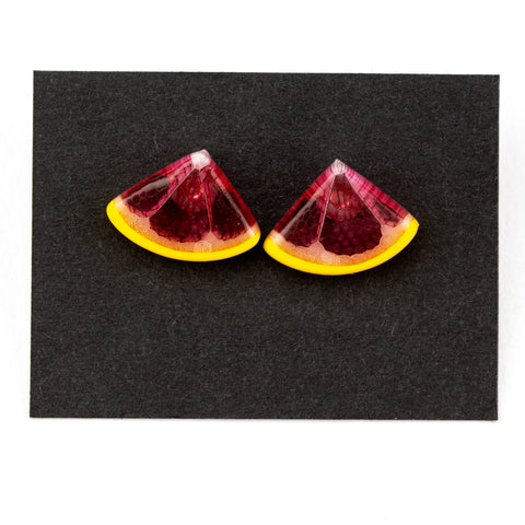 Steve Hagan Glass Grapefruit Citrus Stud Earrings #HGN44 - Planet Caravan