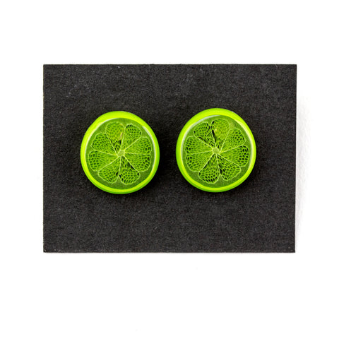 Steve Hagan Glass Lime Rounds Citrus Stud Earrings #HGN56 - Planet Caravan