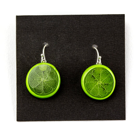 Steve Hagan Glass Lime Rounds Citrus Dangle Earrings #HGN58 - Planet Caravan
