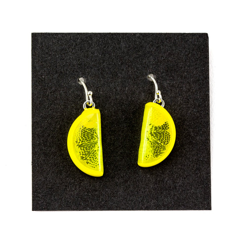 Steve Hagan Glass Lemon Slices Citrus Dangle Earrings #HGN59 - Planet Caravan