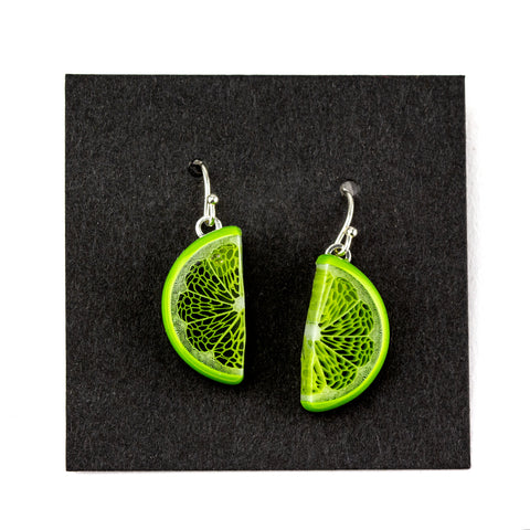 Steve Hagan Glass Lime Slices Citrus Dangle Earrings #HGN60 - Planet Caravan