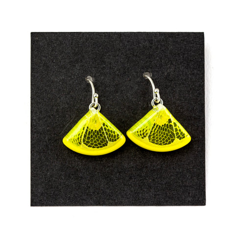 Steve Hagan Glass Lemon Wedges Citrus Dangle Earrings #HGN62 - Planet Caravan