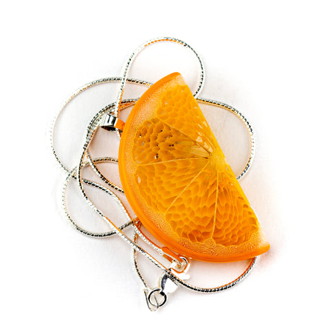 Steve Hagan Glass Orange Citrus Wedge Pendant #HGN71 - Planet Caravan