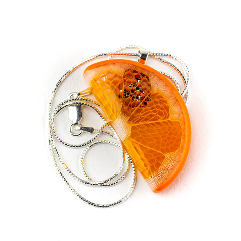 Steve Hagan Glass Orange Citrus Wedge Pendant #HGN72 - Planet Caravan