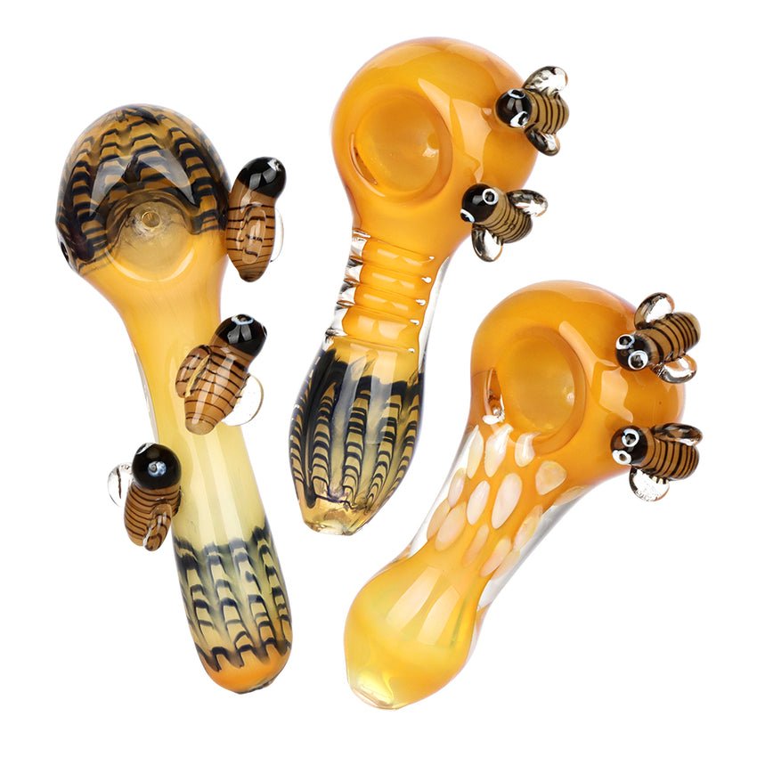 Pulsar Busy Bumble Bee Glass Spoon Pipe 4-5" PP6169 Hand Pipes | Planet Caravan