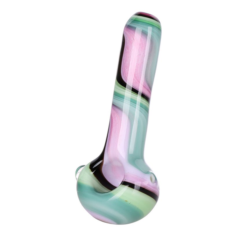 Pulsar Heady Ribbons with Marble Glass Spoon Pipe 4" PP6067 Hand Pipes | Planet Caravan