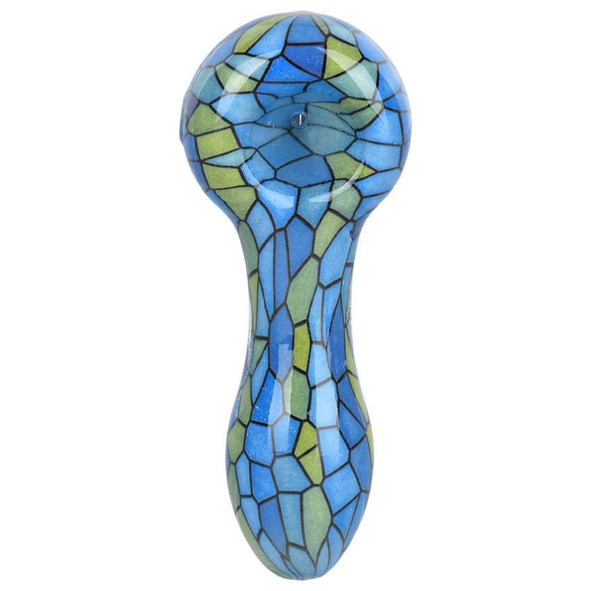 Pulsar Mosaic Colorful Print Glass Spoon Pipe 3.75" PP5172 Hand Pipes | Planet Caravan