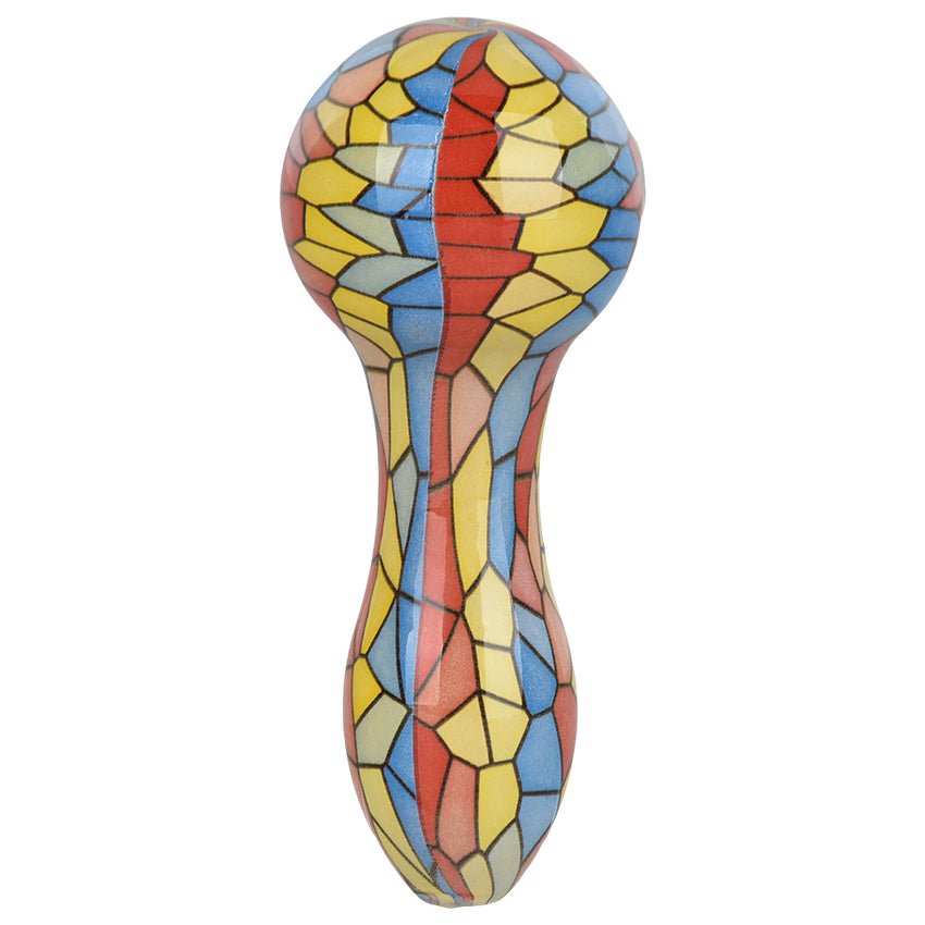 Pulsar Mosaic Colorful Print Glass Spoon Pipe 3.75" PP5172 Hand Pipes | Planet Caravan