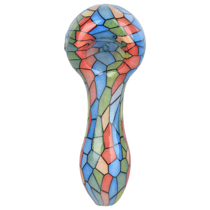 Pulsar Mosaic Colorful Print Glass Spoon Pipe 3.75" PP5172 Hand Pipes | Planet Caravan