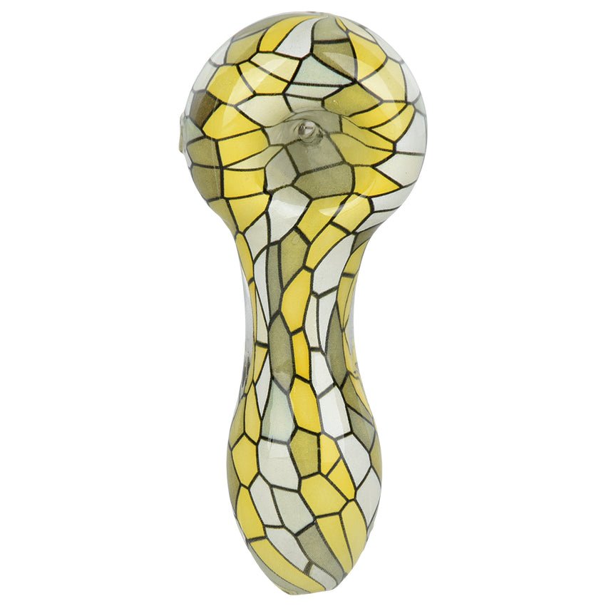 Pulsar Mosaic Colorful Print Glass Spoon Pipe 3.75" PP5172 Hand Pipes | Planet Caravan