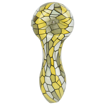 Mosaic Colorful Print Glass Spoon Pipe 3.75" #PP5172