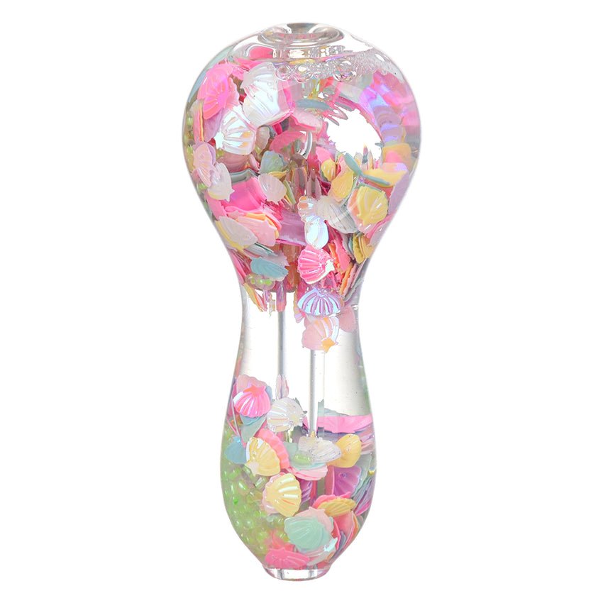 Pulsar Pastel Paradise Glow Beads Glycerin Glass Spoon Pipe 3.75" PP5010 Hand Pipes | Planet Caravan
