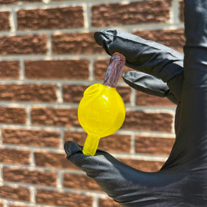 Translucent Purple & Yellow Bubble Cap - Planet Caravan Smoke Shop