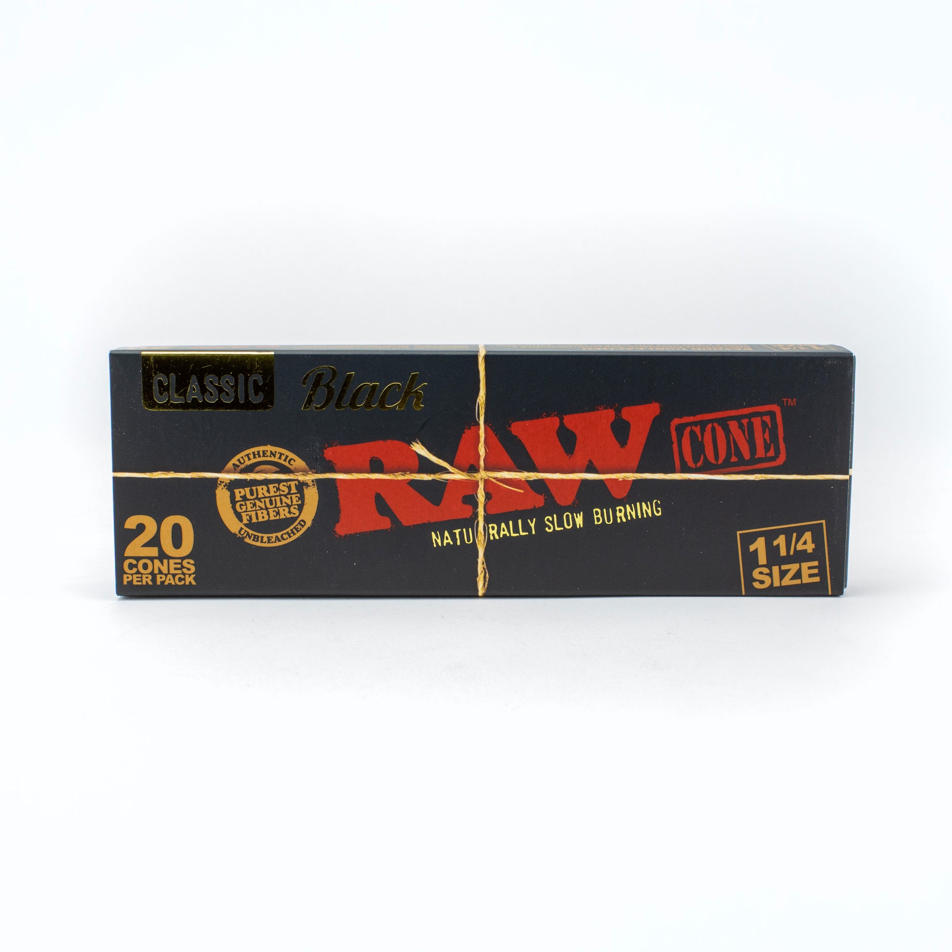RAW 20pk 1.25" Classic Ultra Thin Black Pre-Rolled Cones - Planet Caravan