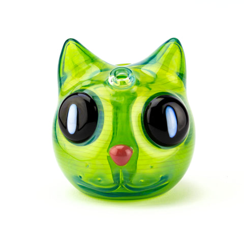 Porter Glass Mochi the Cat - Dark Argent Green #POR13 - Planet Caravan