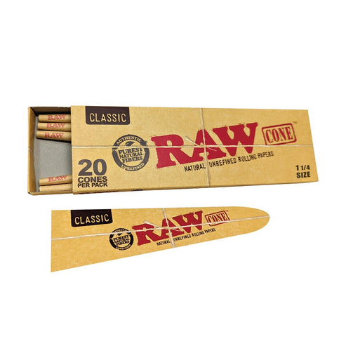RAW RAW Classic Cones - 1.25 20pk Papers & Blunt Wraps | Planet Caravan