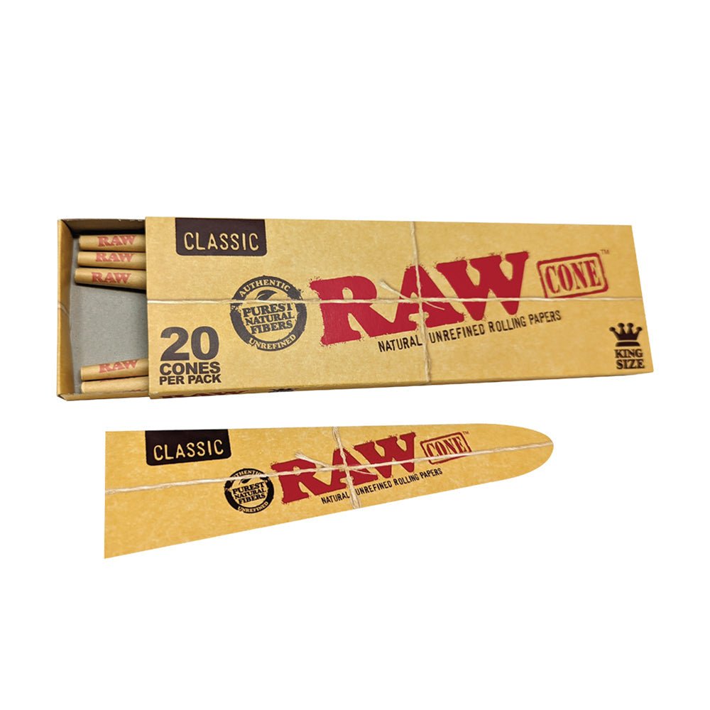 RAW RAW Classic Cones - Kingsize Slim 20pk Papers & Blunt Wraps | Planet Caravan