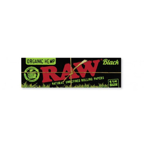 RAW RAW Organic Hemp Black Rolling Papers - 1.25 Papers & Blunt Wraps | Planet Caravan
